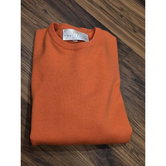 I. Magnin By Ballantyne Merino Wool Short Sleeve Sweater Sz 38 Orange Elevated - Picture 3 of 12